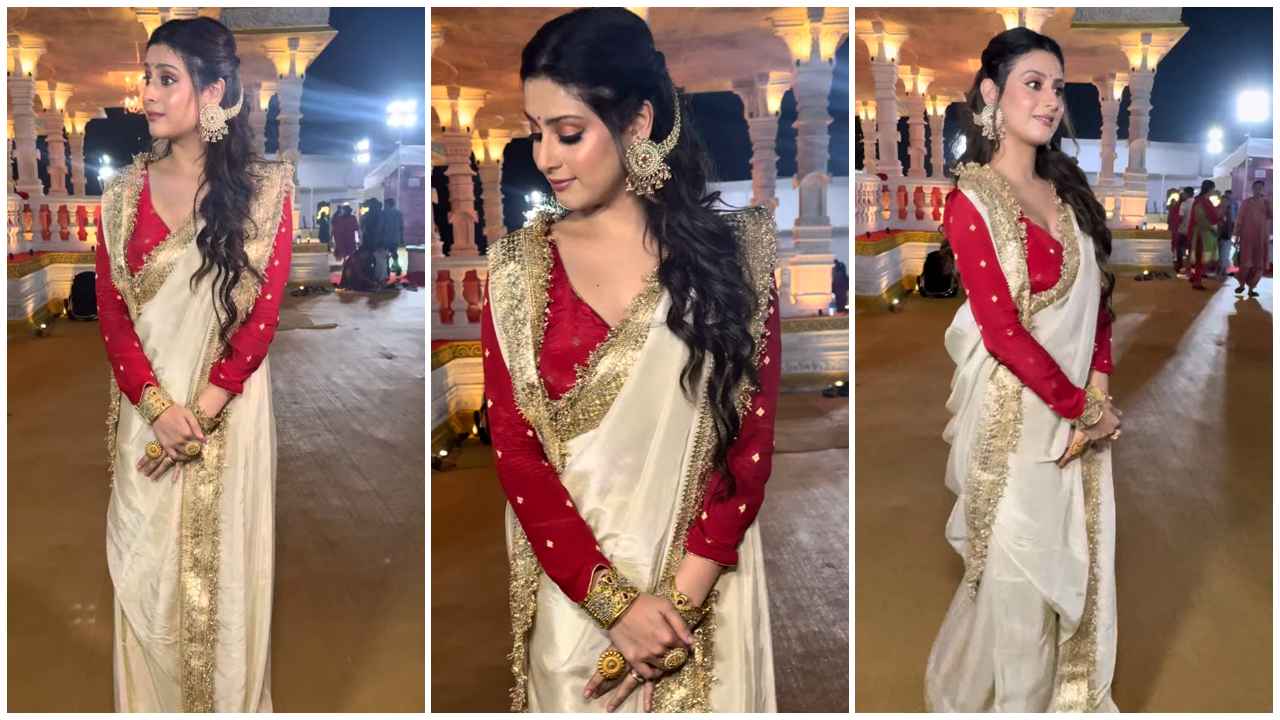 Isha Malviya shows us how to dress it up in red and white tant saree for Durga Puja 2024 festivities (PC: Pinkvilla Telly, Hindirush)