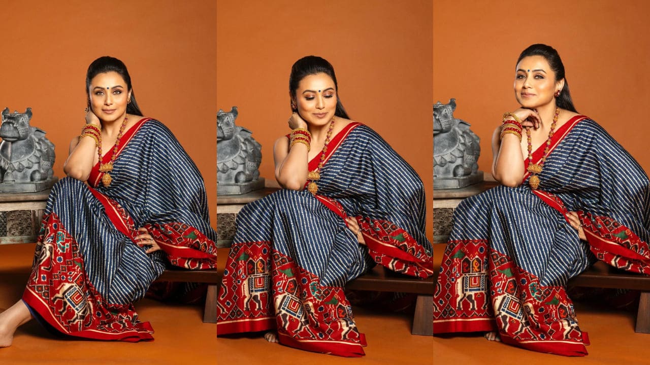 Rani Mukerji in red and blue patola saree 