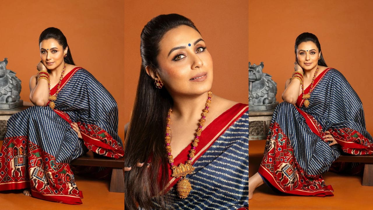 Rani Mukerji in red and blue patola saree 