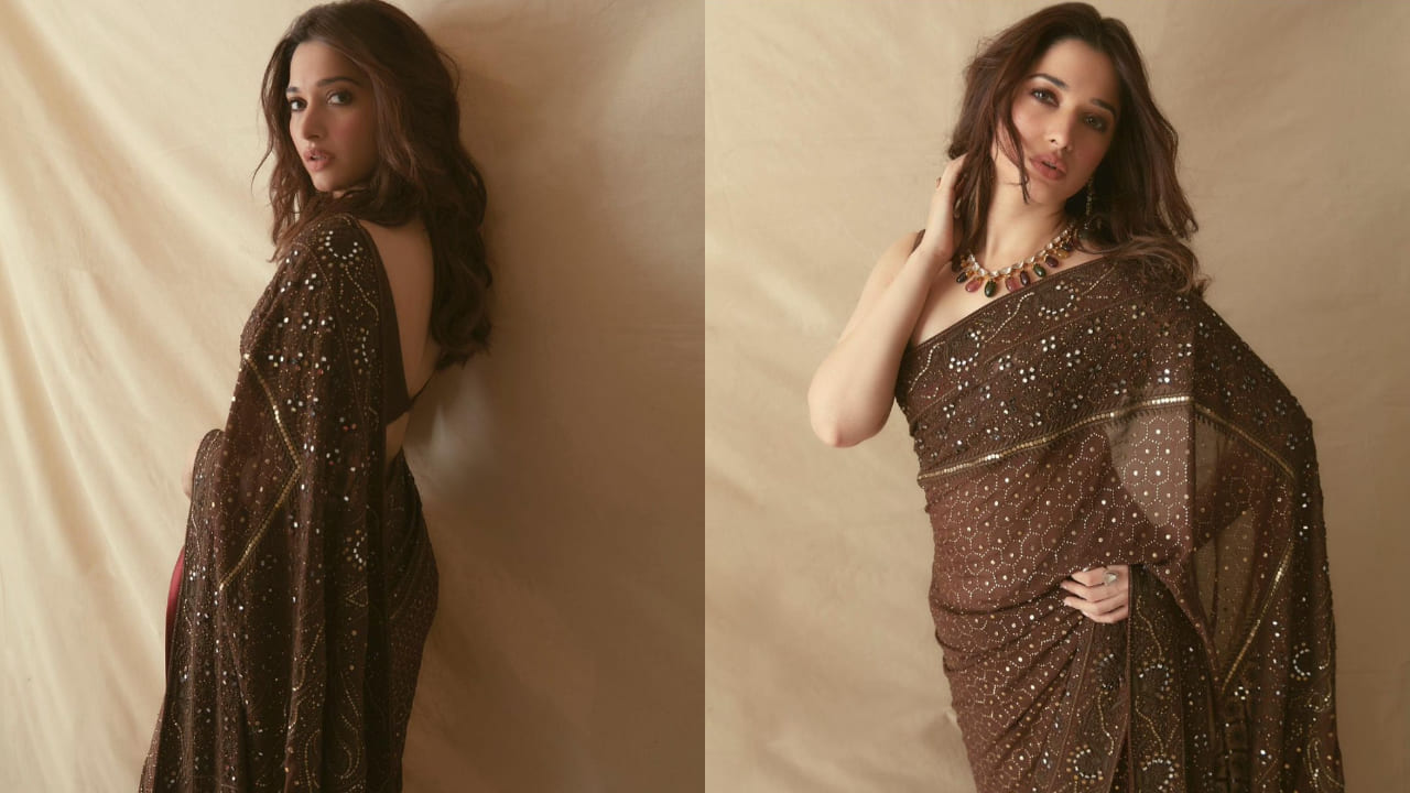 Tamannaah Bhatia in stone embellished necklace 