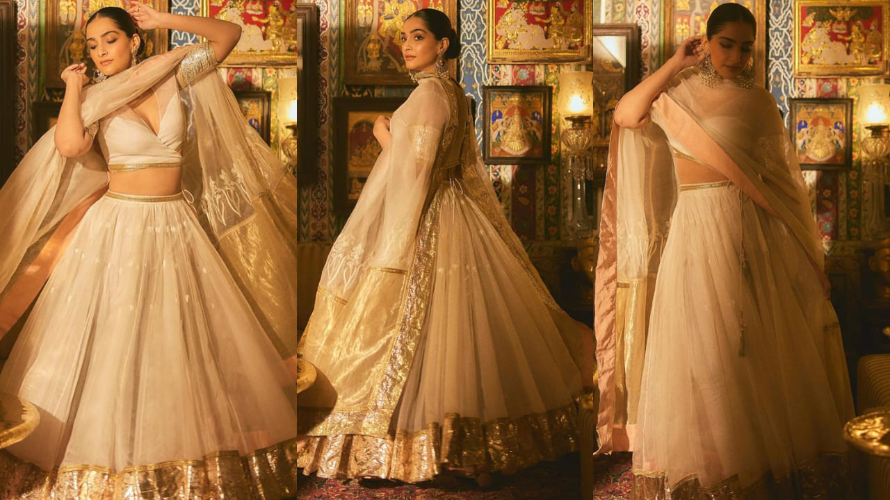 Sonam Kapoor and Malaika Arora in ivory lehenga 