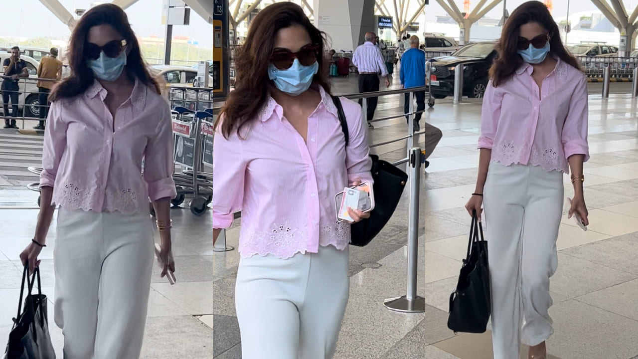 Kiara Advani serves formal glam at the airport in pink shirt and white wide-leg pants 