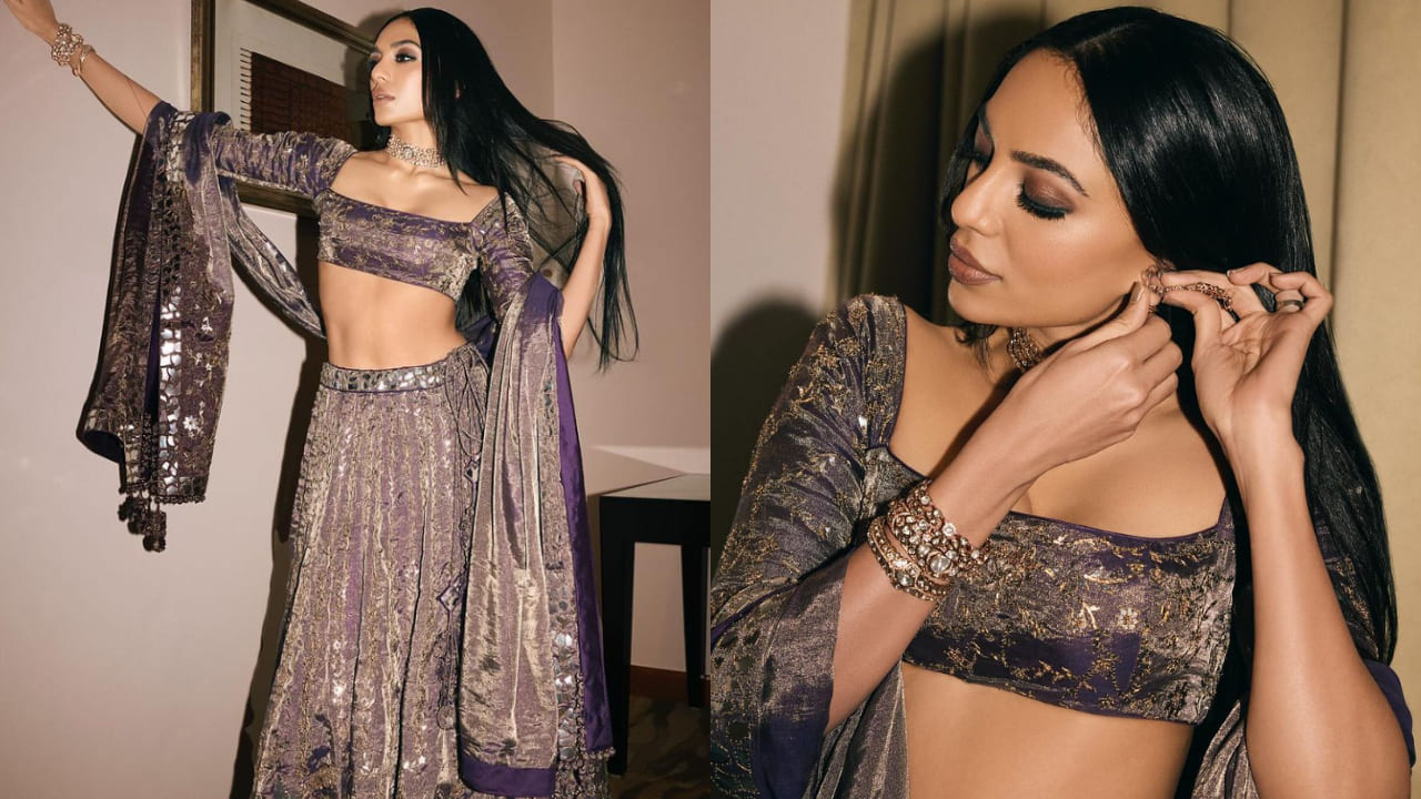 Sobhita Dhulipala in wine toned lehenga