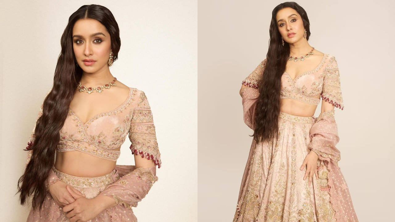 Shraddha Kapoor in pastel pink lehenga