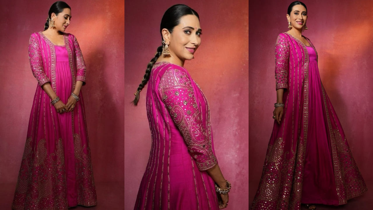 Karisma Kapoor in pink anarkali 