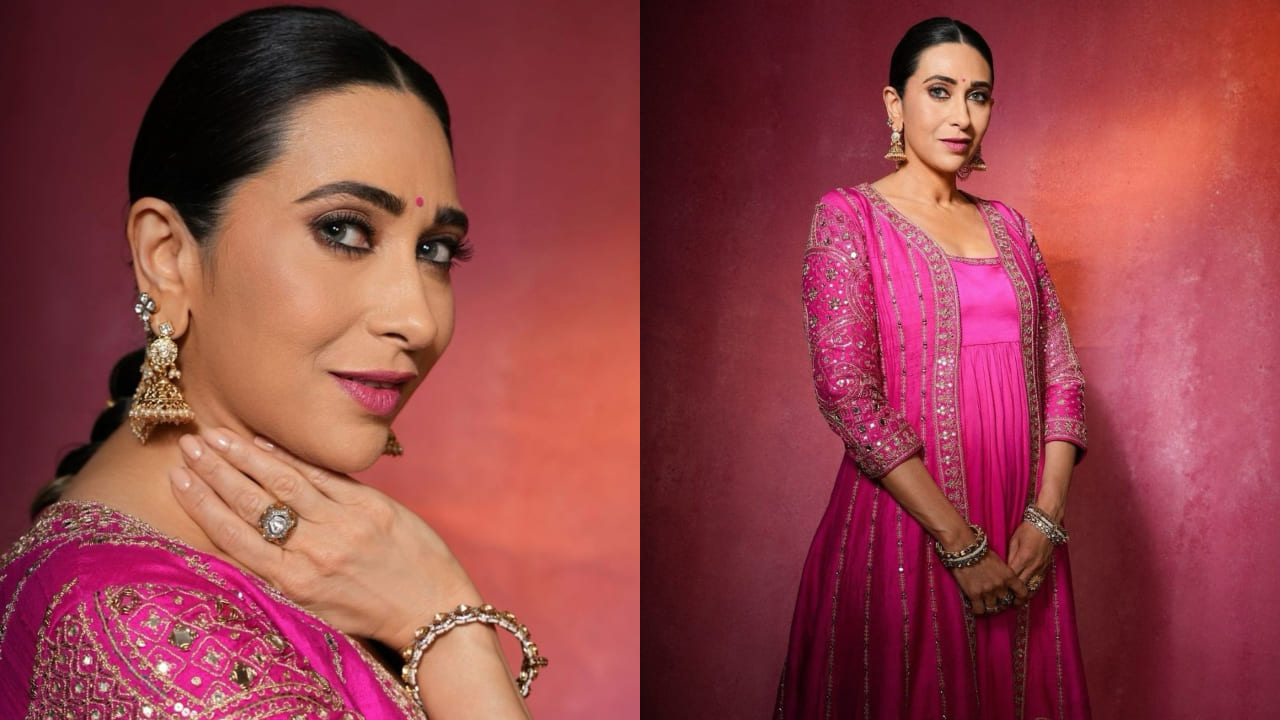 Karisma Kapoor in pink anarkali 