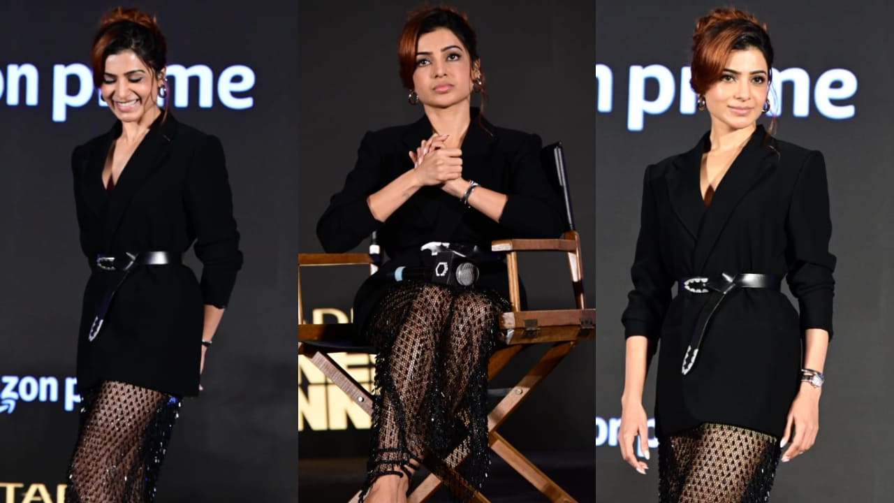 Samantha Ruth Prabhu in black blazer and mesh dress 