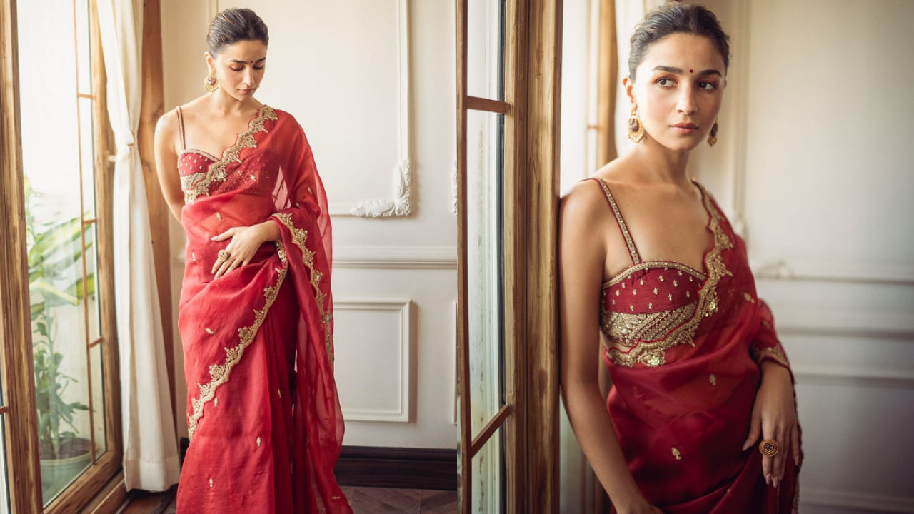 Alia Bhatt in red saree