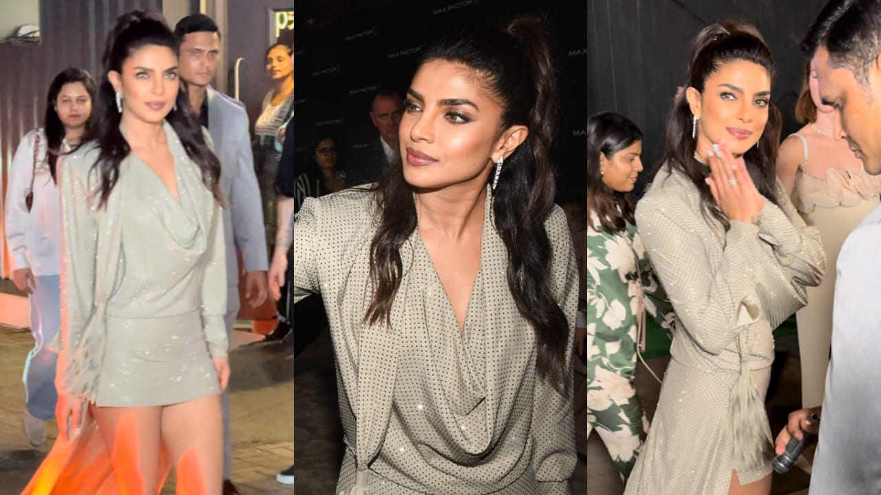 Priyanka Chopra in silver mini dress at an event