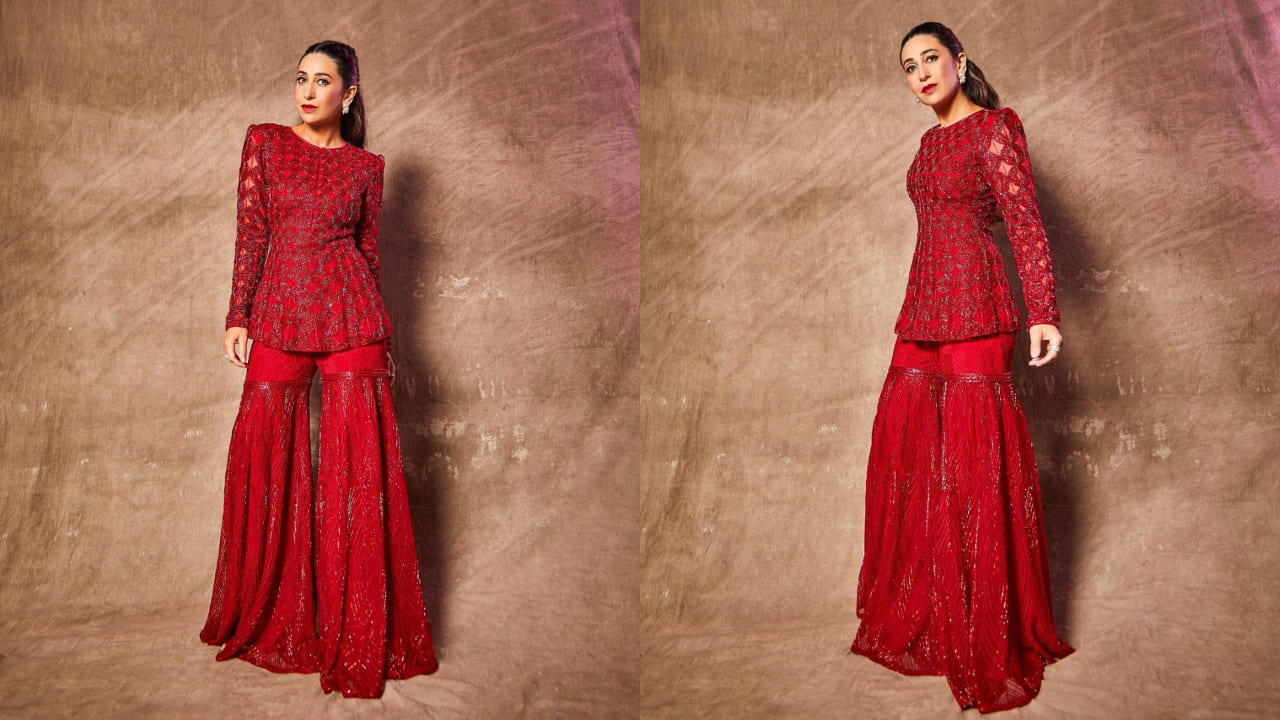 Karisma Kapoor in red sharara set 