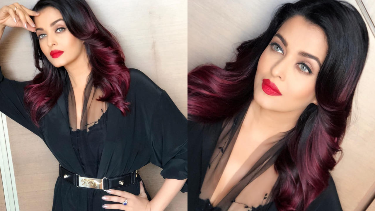 Aishwarya Rai deep burgundy look 