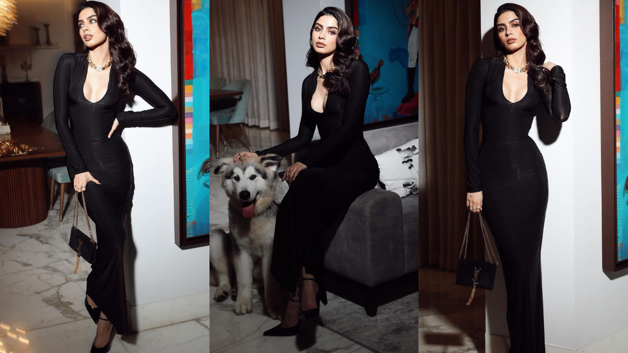 Khushi Kapoor in black bodycon dress