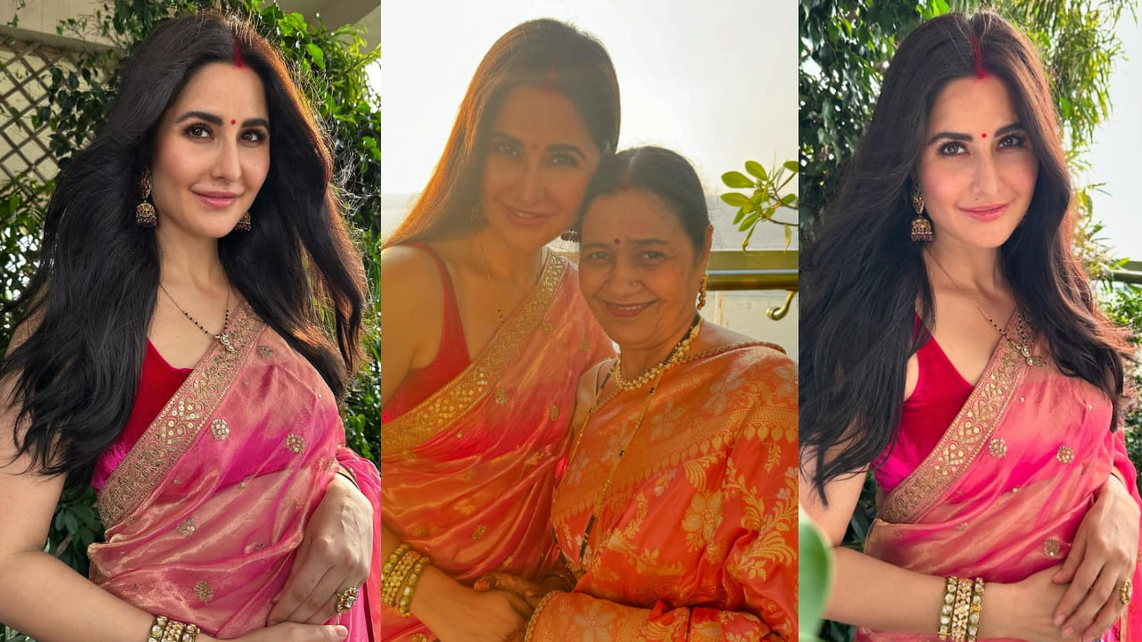 Katrina Kaif in pink tissue saree 