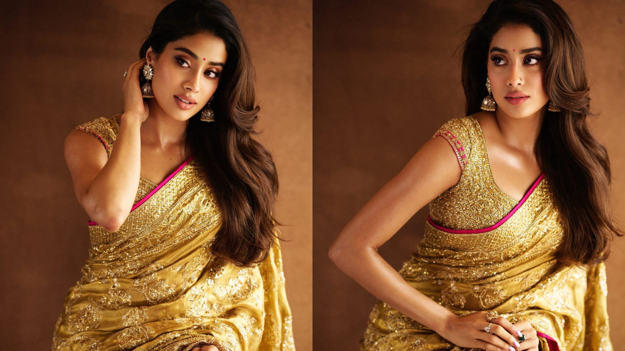 Janhvi Kapoor in golden saree 