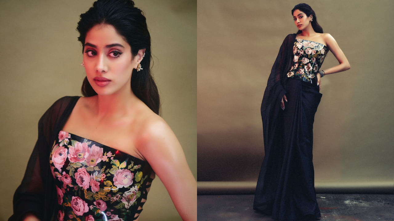 Janhvi Kapoor in floral corset saree