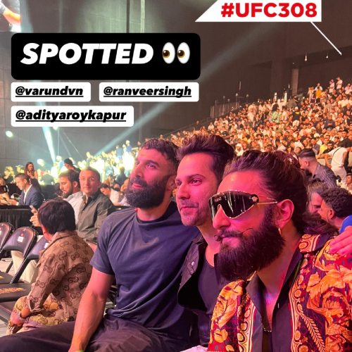 Dapper Ranveer Singh, Varun Dhawan and Aditya Roy Kapur raise hotness levels at UFC match in Abu Dhabi; PIC