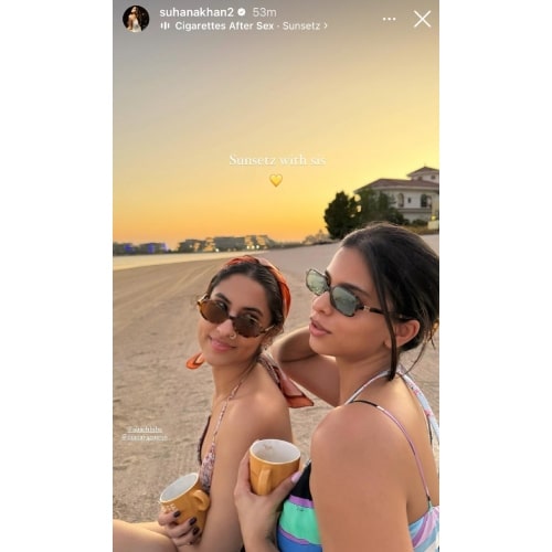 Shah Rukh Khan’s daughter Suhana enjoys splendid sunsets and a cup of coffee in Dubai with 'sis’ Alia Chhiba; see PIC