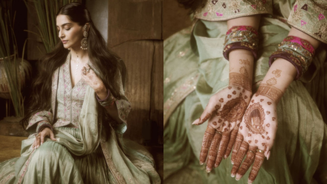 Sonam Kapoor in lotus mehendi 