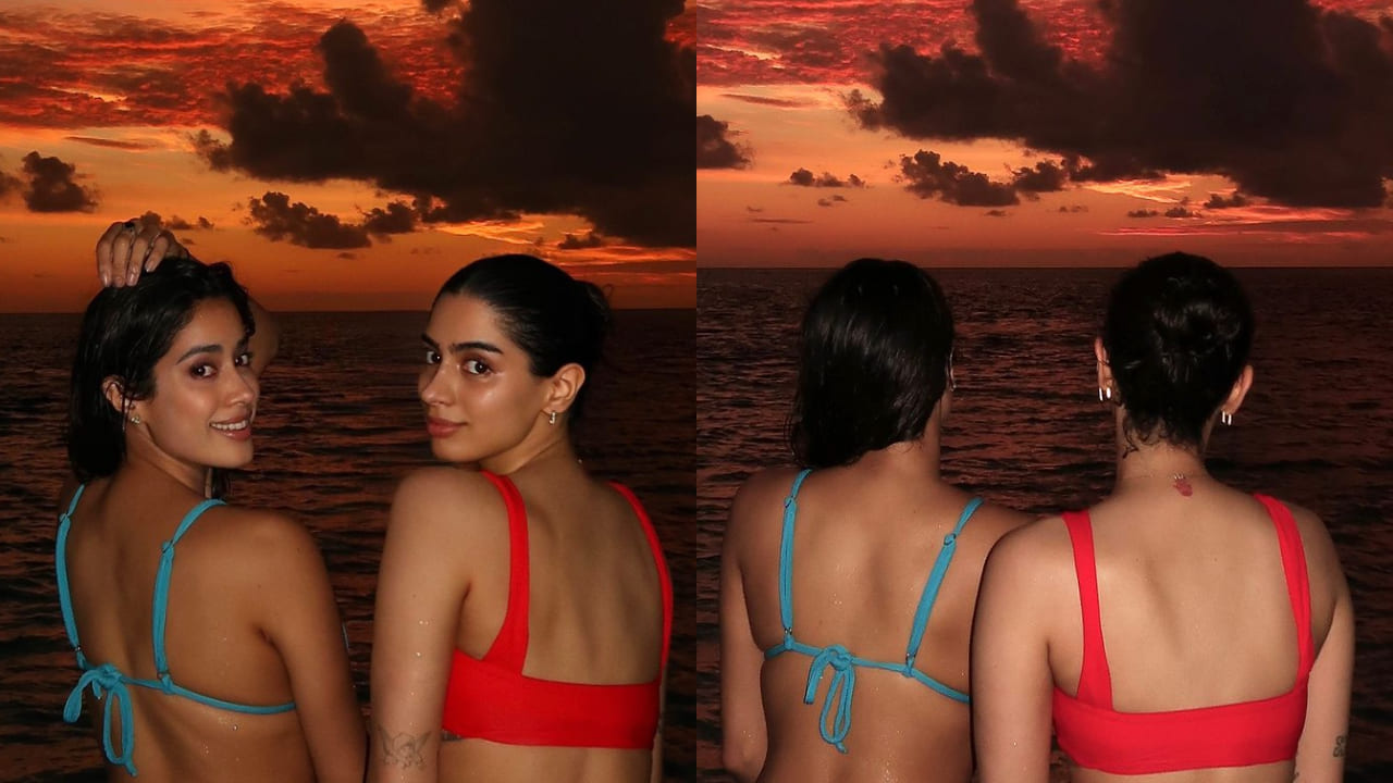 Khushi and Janhvi at beach