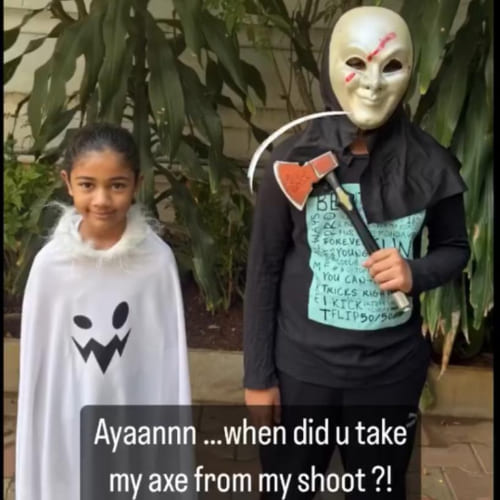 Did Allu Arjun's son Ayaan secretly take axe from Pushpa 2 sets for his Halloween party? SEE PIC