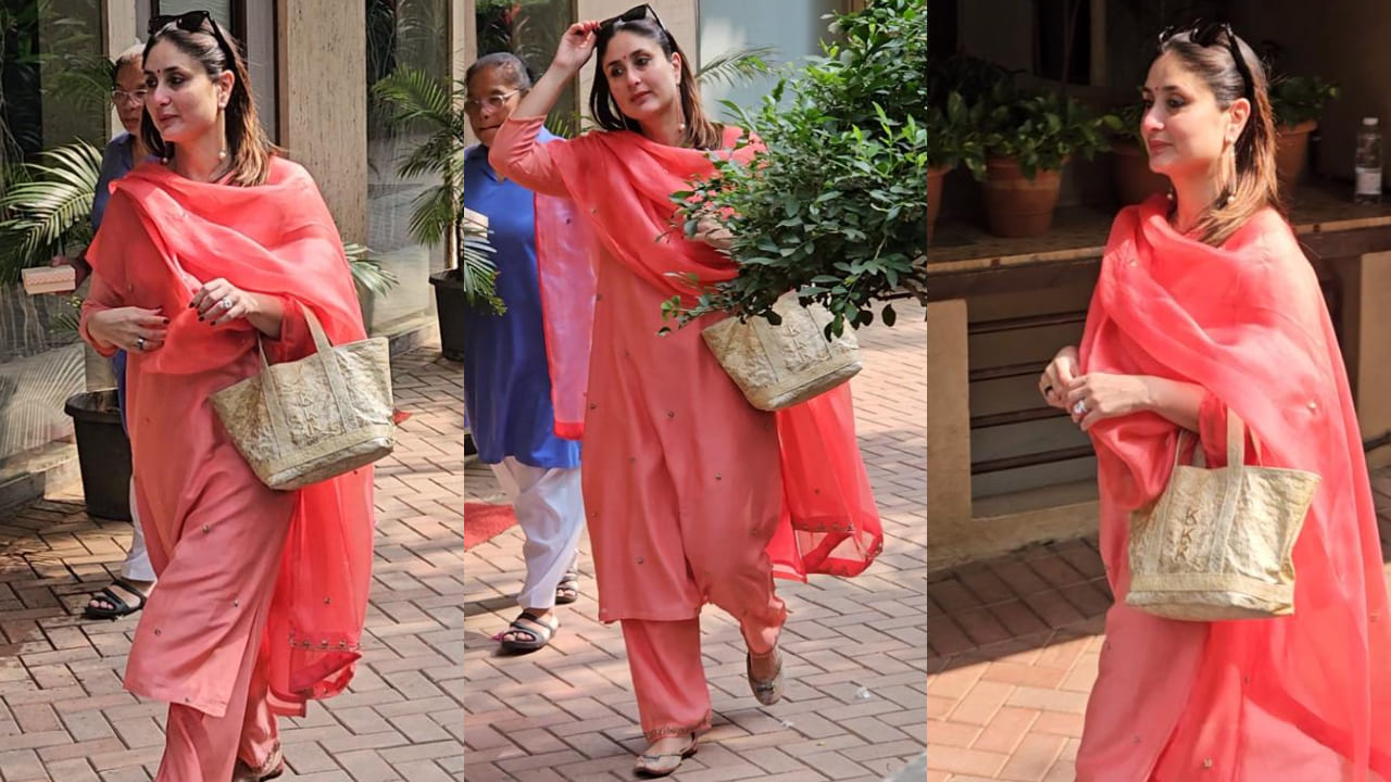 Kareena Kapoor stuns in pink suit for Dhanteras but her customized bag steals the show ( PC: Varinder Chawla) 