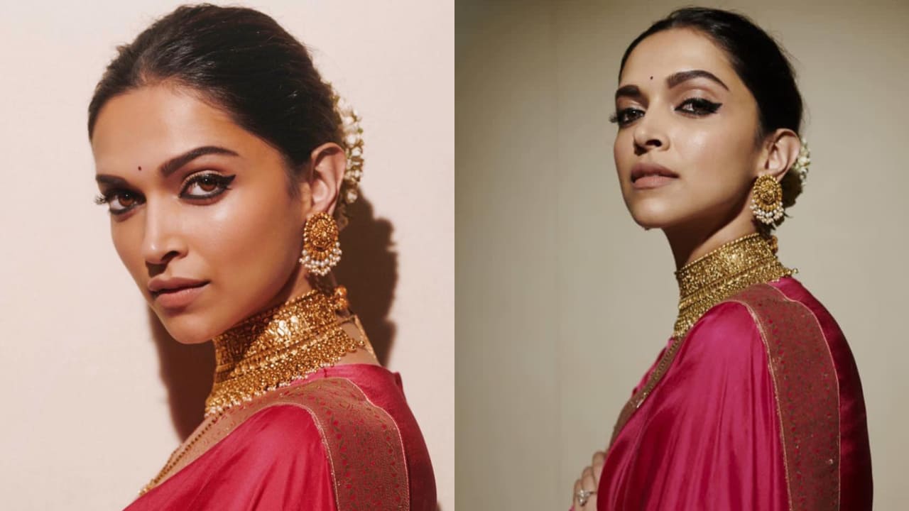 Deepika Padukone in gold necklace 