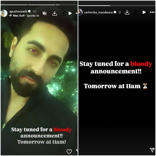 Thamba: Did Ayushmann Khurrana and Rashmika Mandanna hint at ‘bloody announcement’ of their vampire film in Maddock Supernatural Universe?