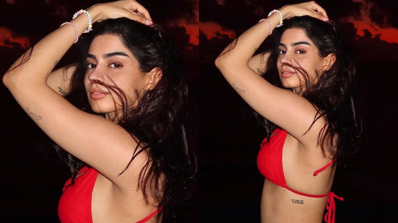 Khushi Kapoor in red bikini 