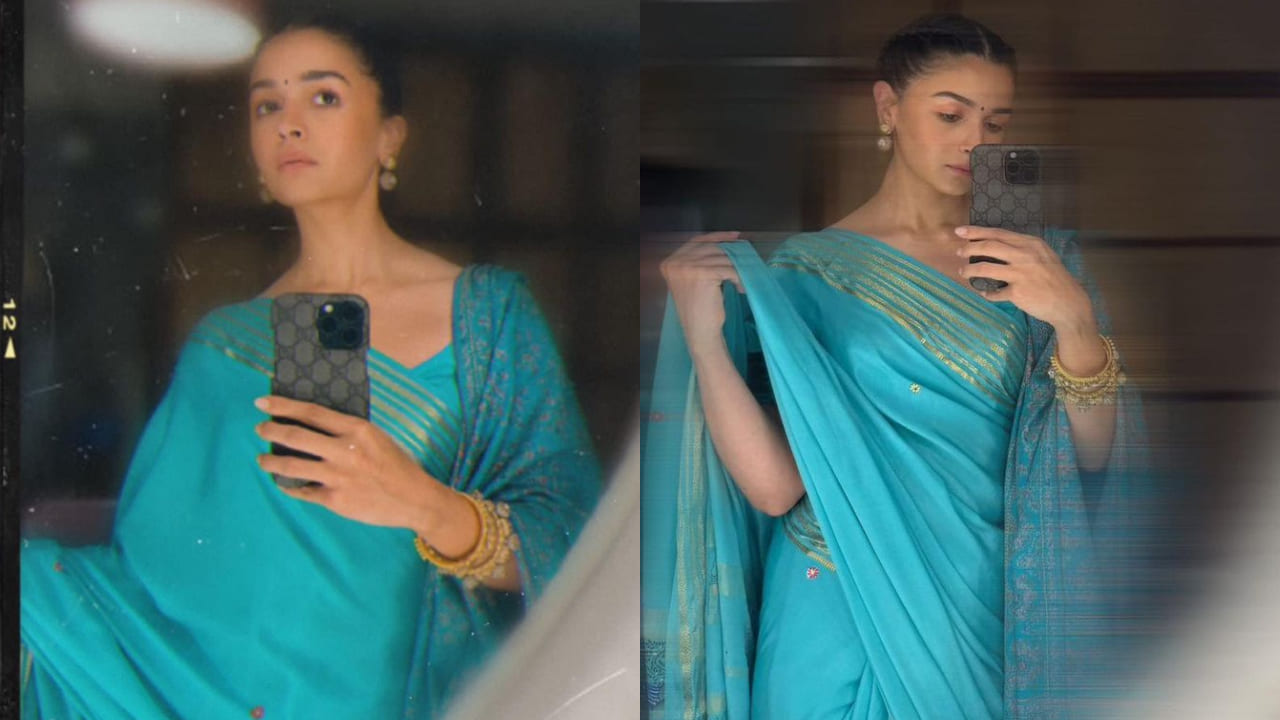 Alia Bhatt in saree and shawl 