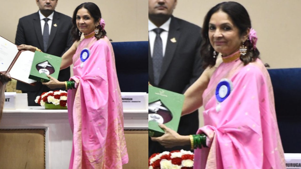 Neena Gupta in pink saree