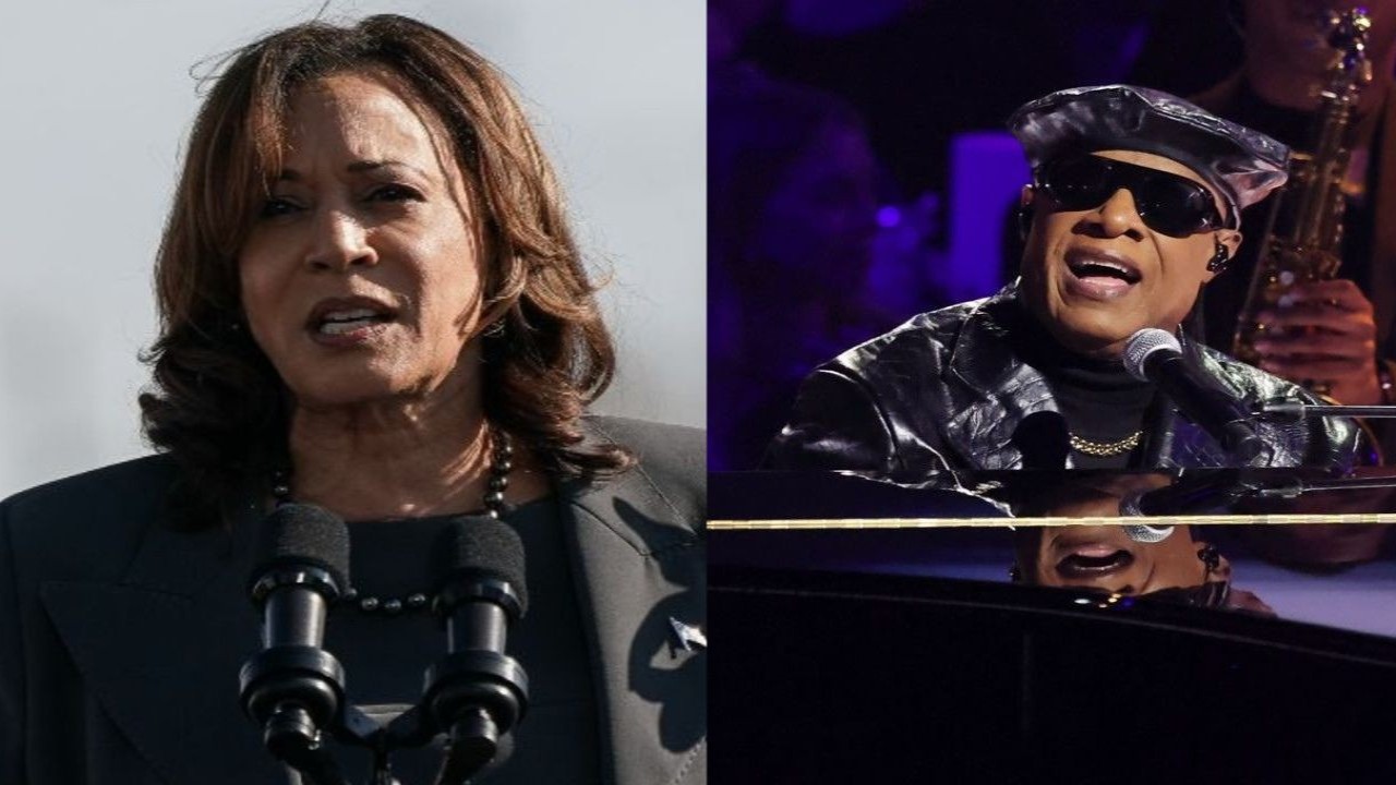 Kamala Harris and Steve Wonder (CC: Getty images)