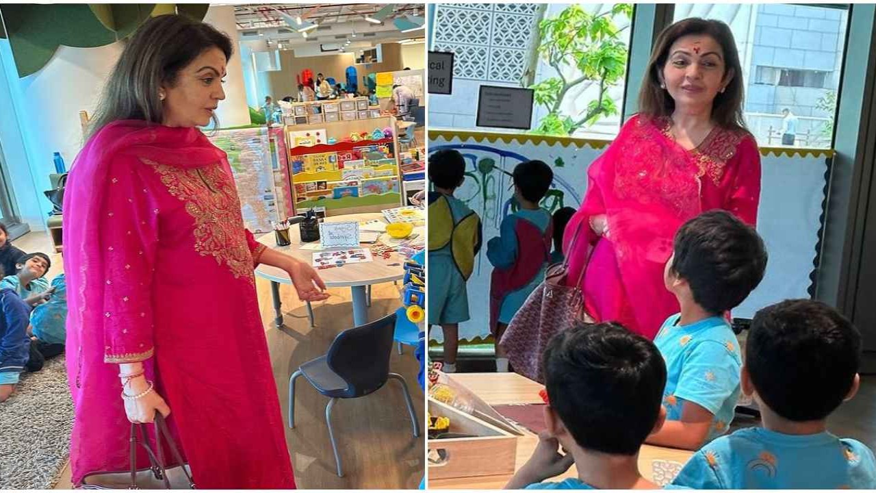 Nita Ambani wears a simple pink ethnic suit and it can make for the perfect Diwali puja outfit