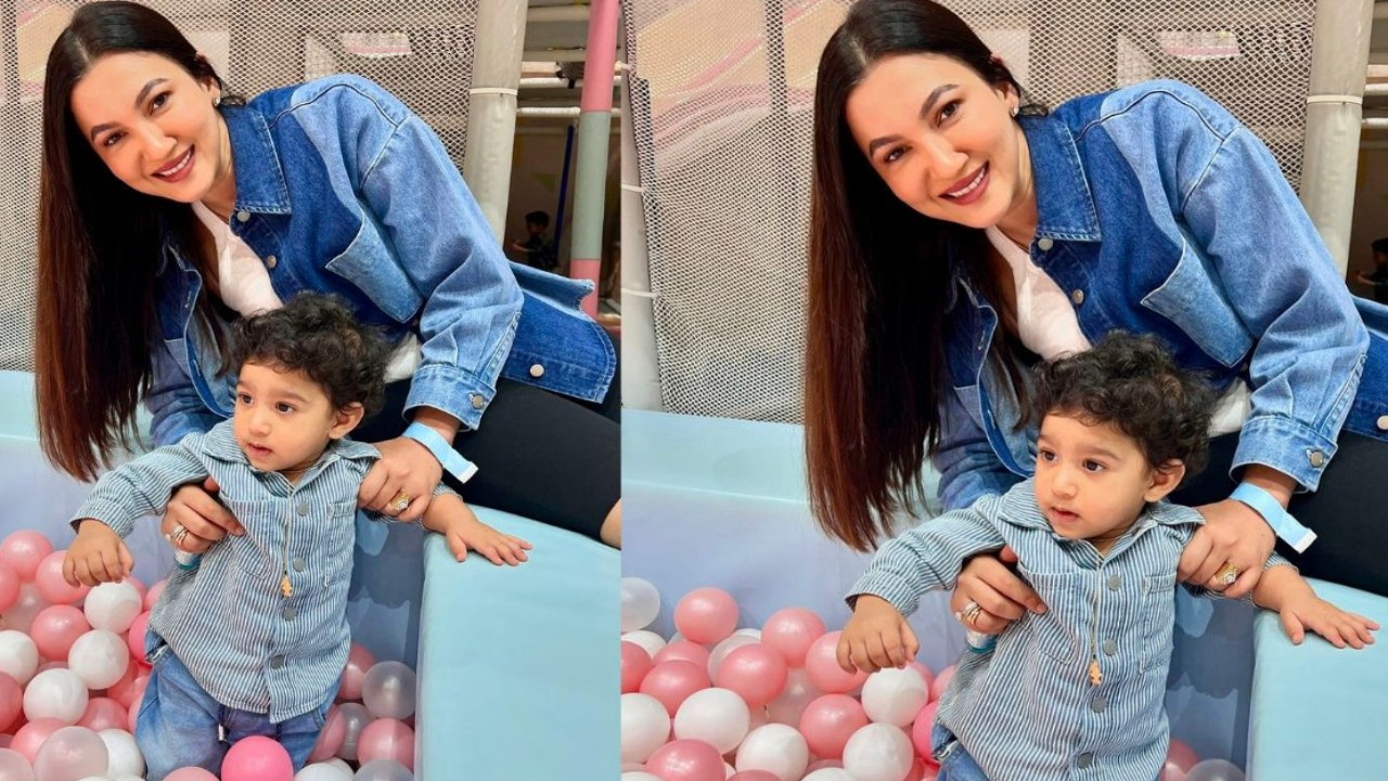 Gauahar Khan shows off her bruise, takes son Zehaan to work; he has an epic reaction in...