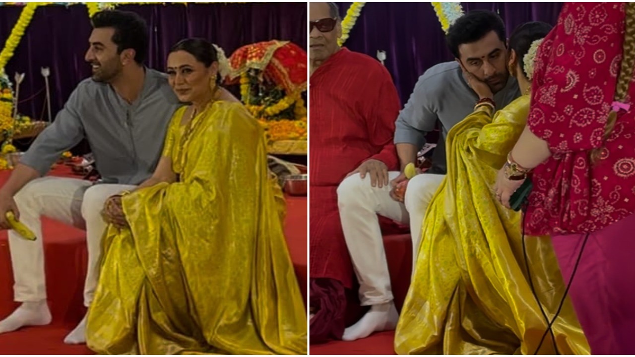 WATCH: Ranbir Kapoor gets sweet kiss from Rani Mukerji at Durga Puja pandal, their heartwarming reunion will remind you of Saawariya