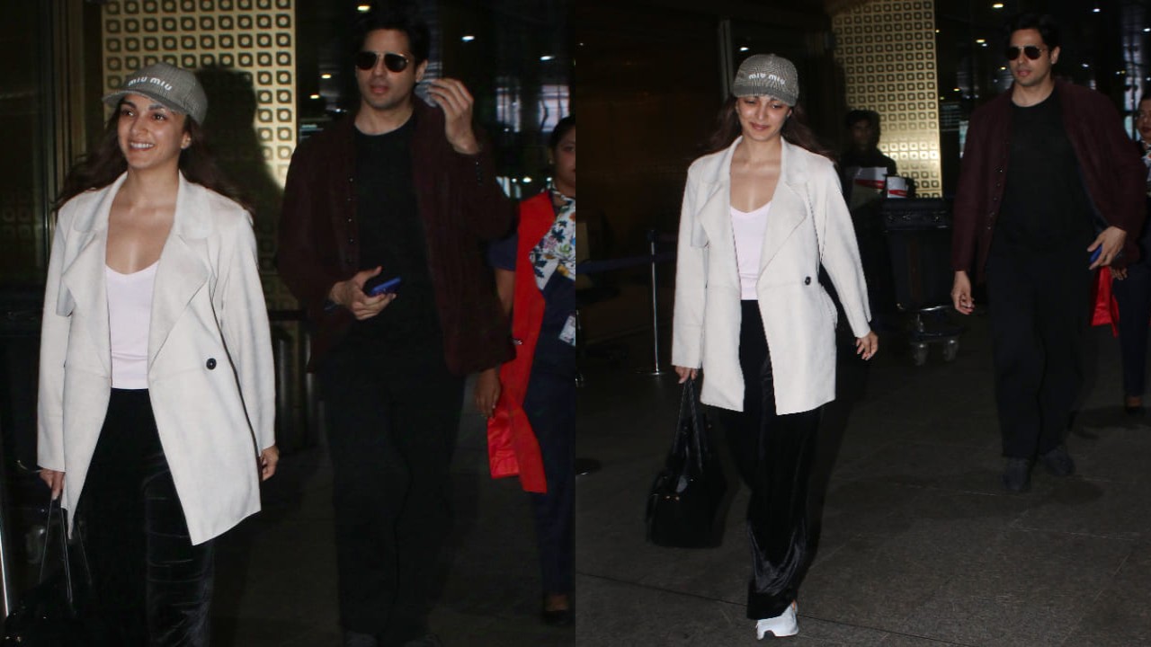 Kiara Advani at airport in white blazer