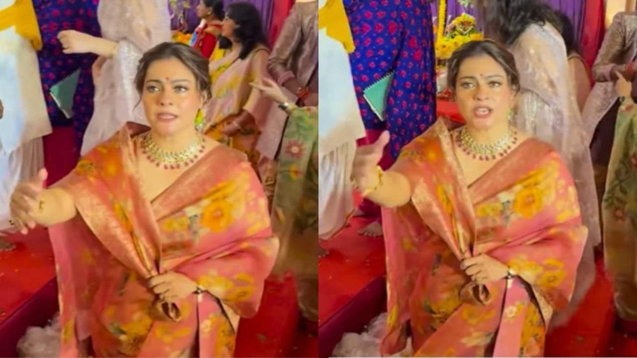 Kajol asks paps ‘Please side ho jaiye’ at Durga Puja Pandal amid festive celebration; WATCH viral video