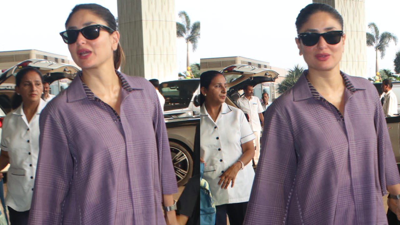 Kareena Kapoor’s lilac co-ord look with signature KKK tote is airport fashion done right