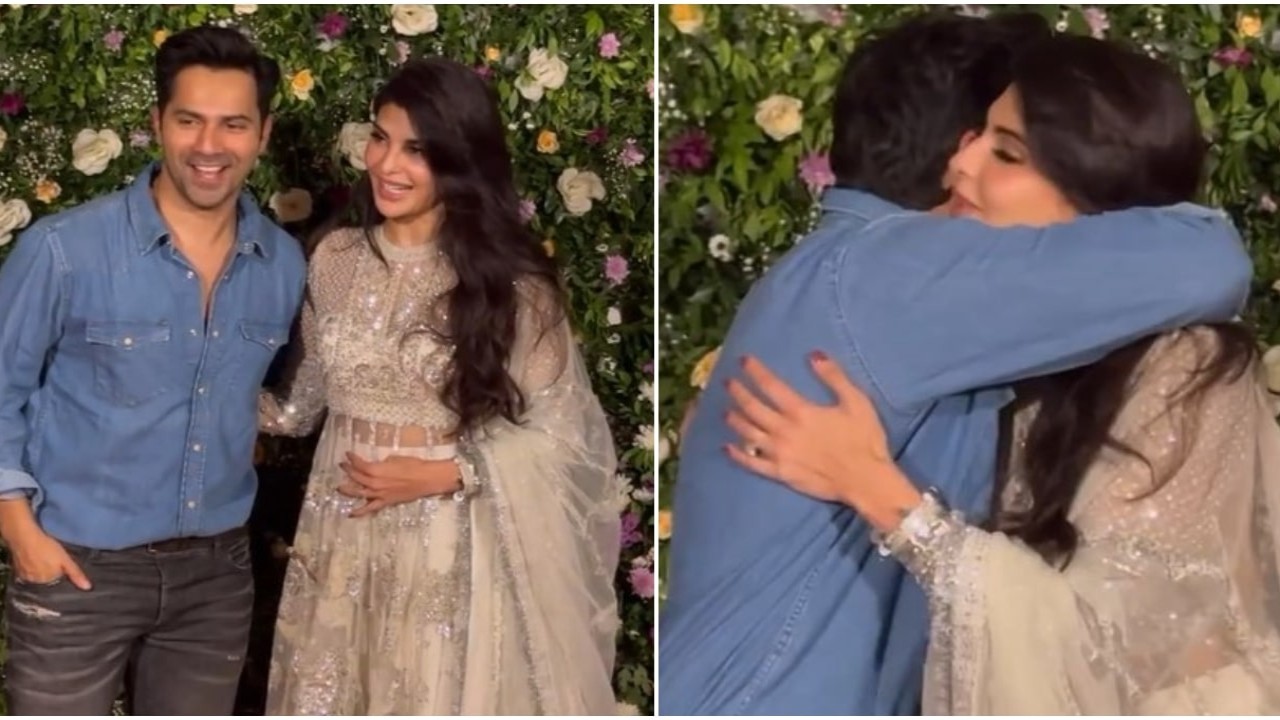 Judwaa 2 co-stars Varun Dhawan and Jacqueline Fernandez share warm hug at Diwali bash, fans go gaga; WATCH