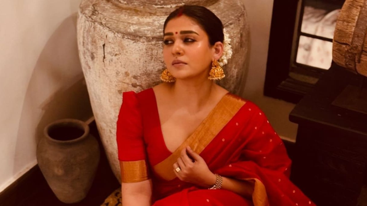 In PICS: Nayanthara channels her inner desi girl in red saree as she embraces festive spirit of Navratri