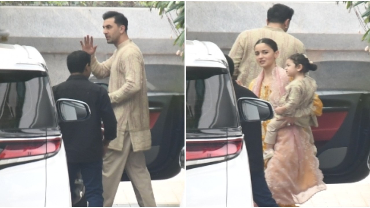 PICS: Ranbir Kapoor twins with Raha as they step out alongside Alia Bhatt for Diwali celebrations; don’t miss little one’s cute expressions