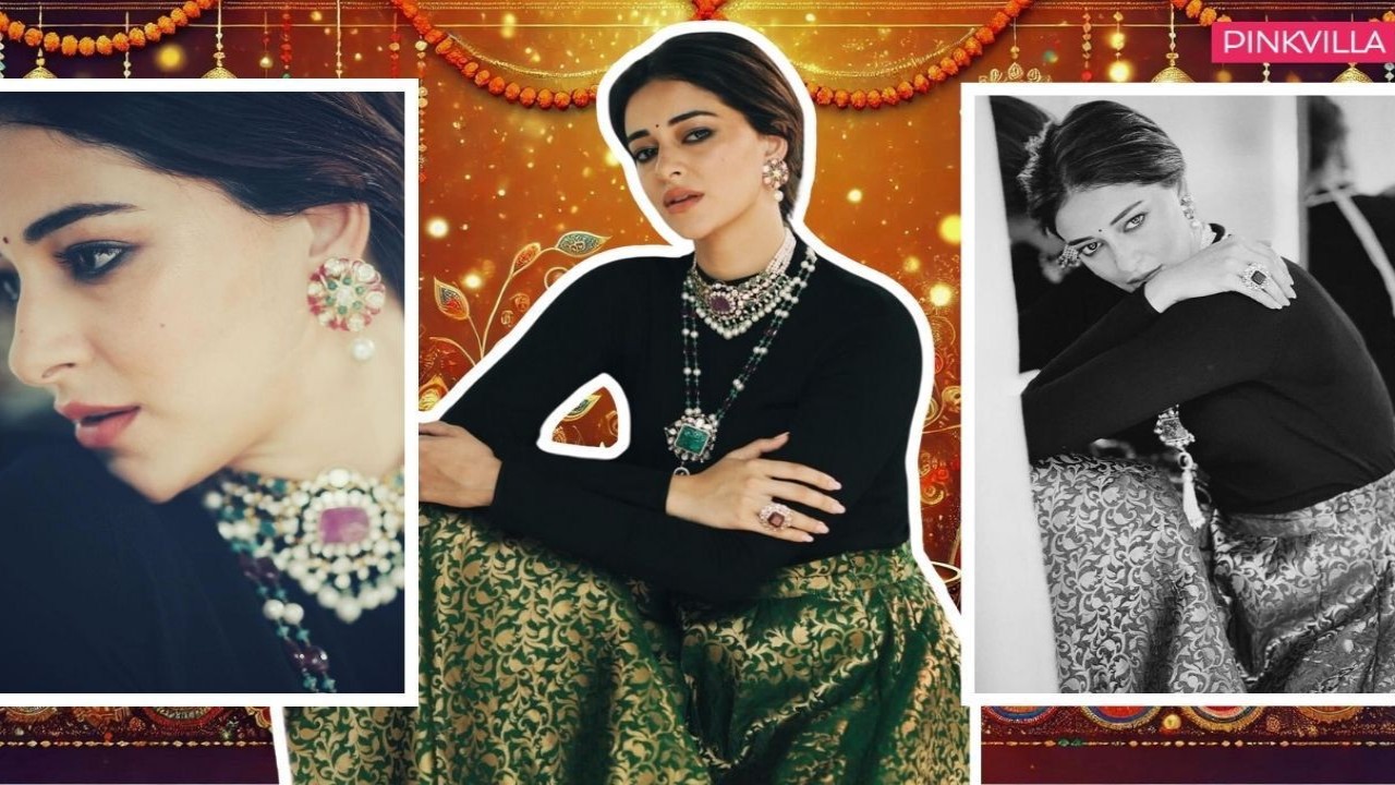 Navratri 2024 fashion ideas: How to style a black top with a brocade skirt and choker like Ananya Panday