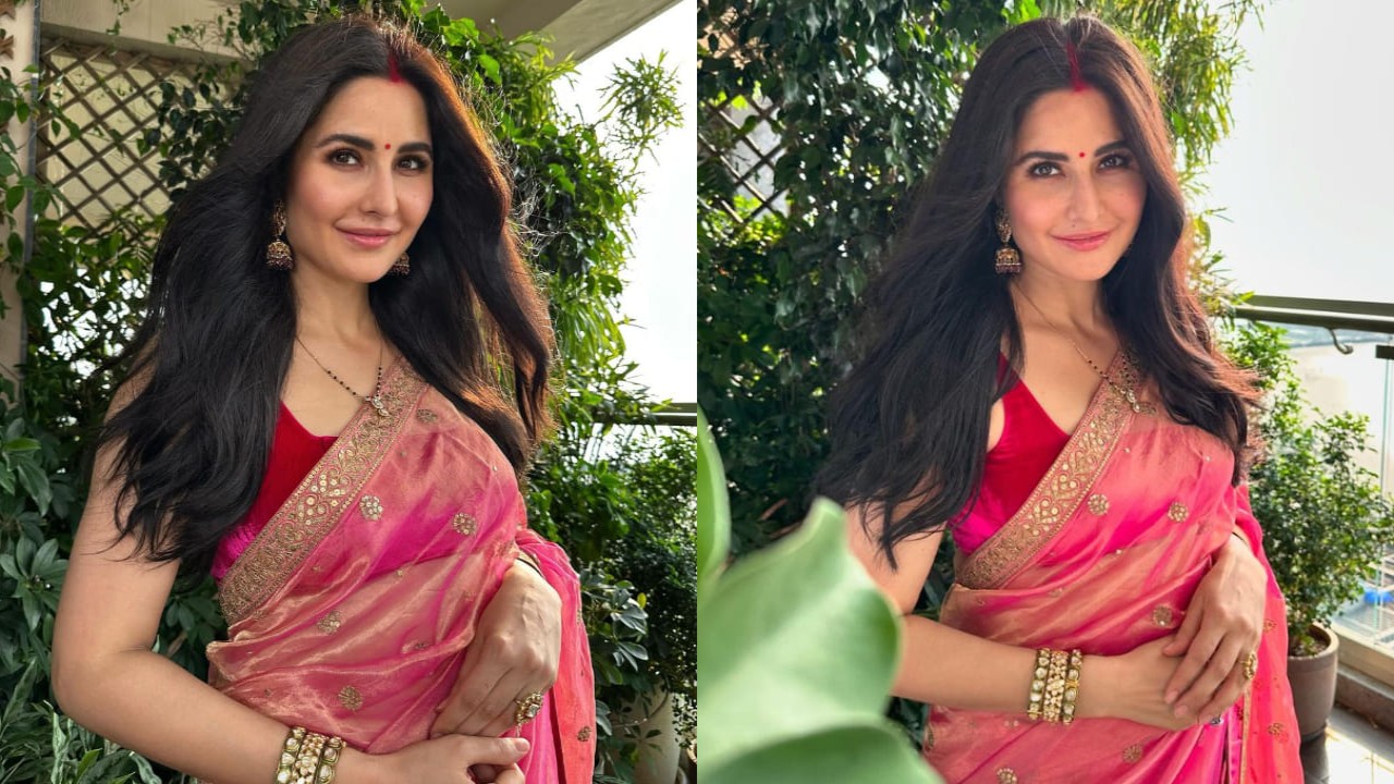 Katrina Kaif in pink tissue saree 