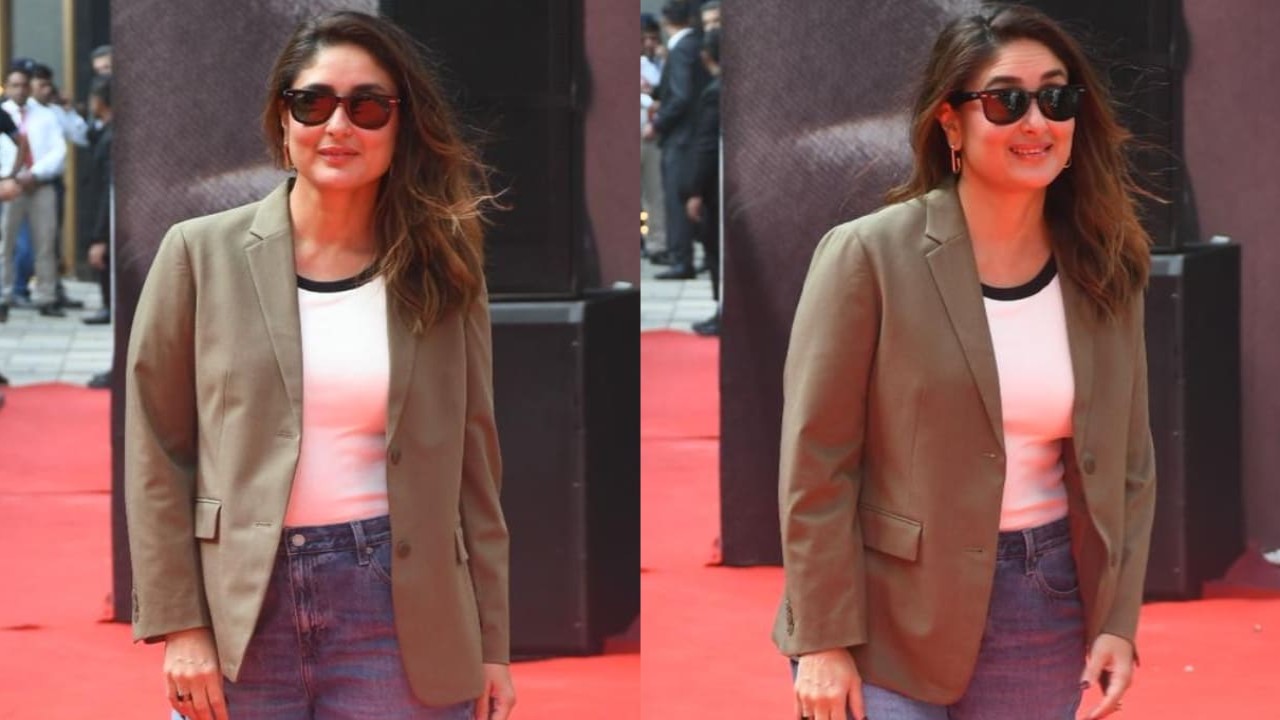 Kareena Kapoor arrived at an event dressed in a sage green blazer and wide-leg pants and served pure boss lady vibes