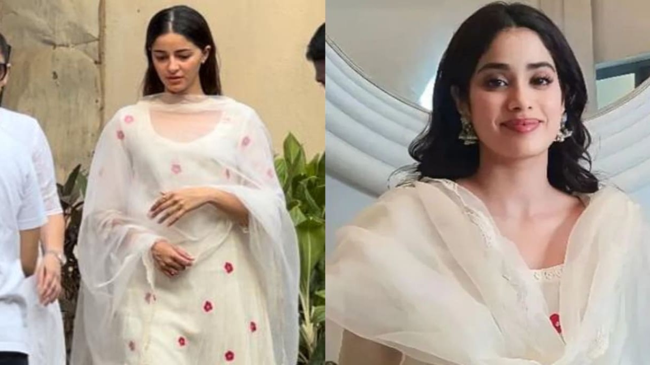 Ananya Panday and Janhvi Kapoor in ivory kurta set