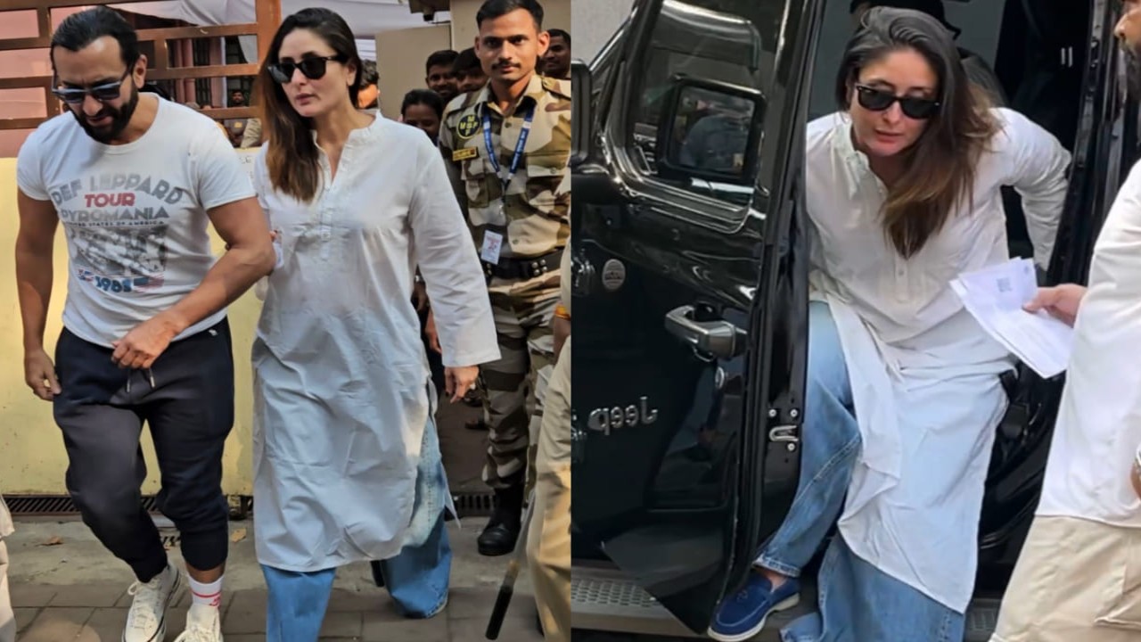 Kareena wears white kurta and jeans with Rs 76,537 loafers to vote & it's fuss-free style