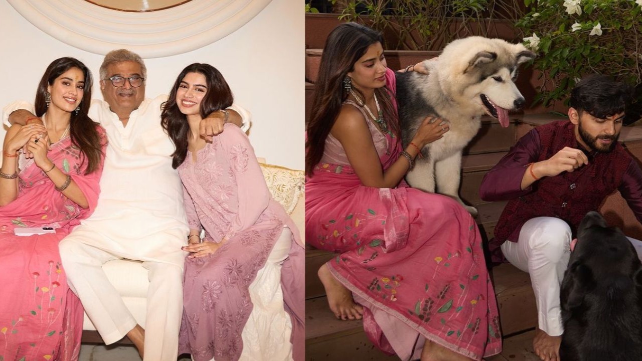 PICS: Janhvi celebrates Diwali with BF Shikhar, sister Khushi and father Boney Kapoor