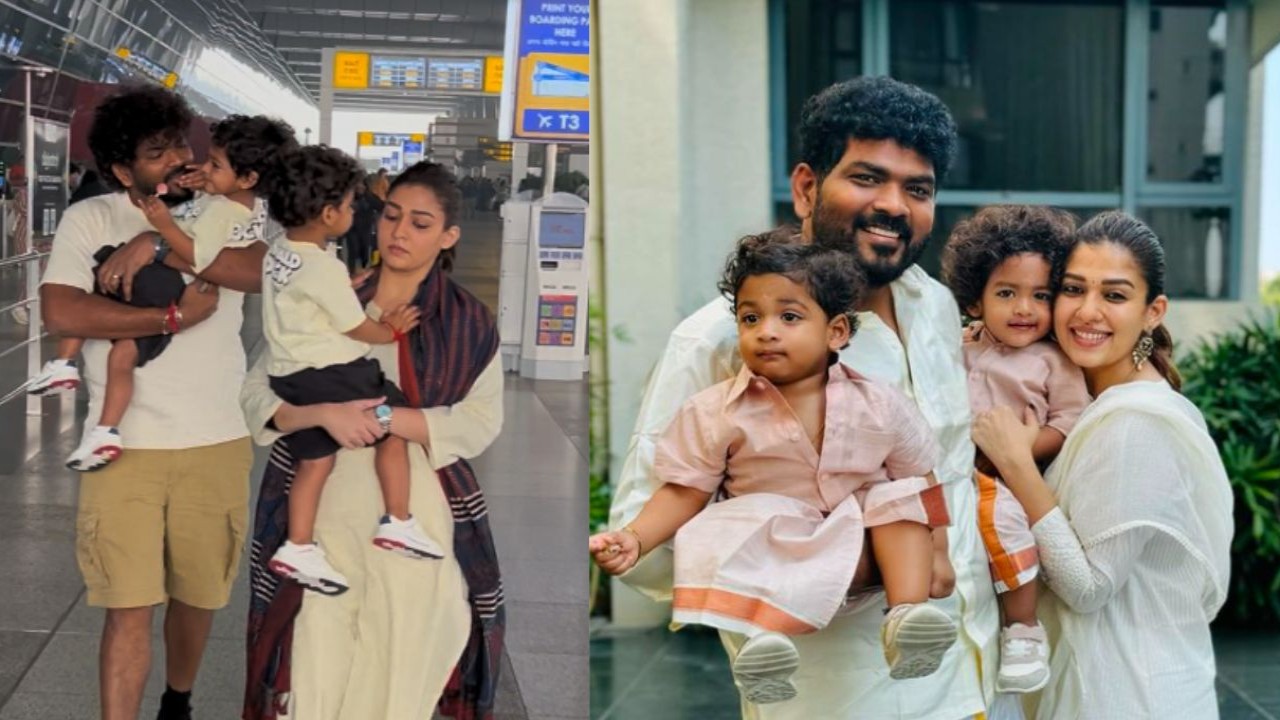 Watch: Nayanthara clicked at airport with husband and kids amid controversy with Dhanush