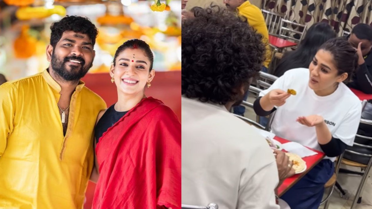 Nayanthara goes unnoticed as she enjoys food at a local restaurant in Delhi with husband Vignesh Shivan