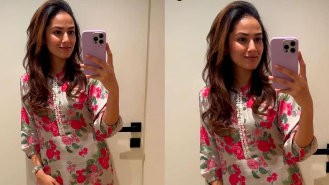 Mira Kapoor in grey floral suit 