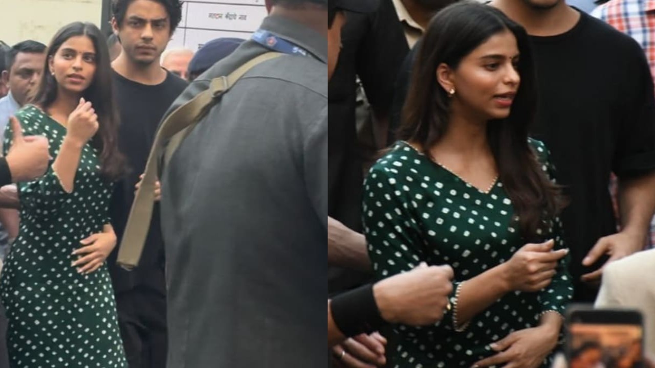  Suhana Khan stepped out to cast her vote, dressed in a green bandhani kurta set 